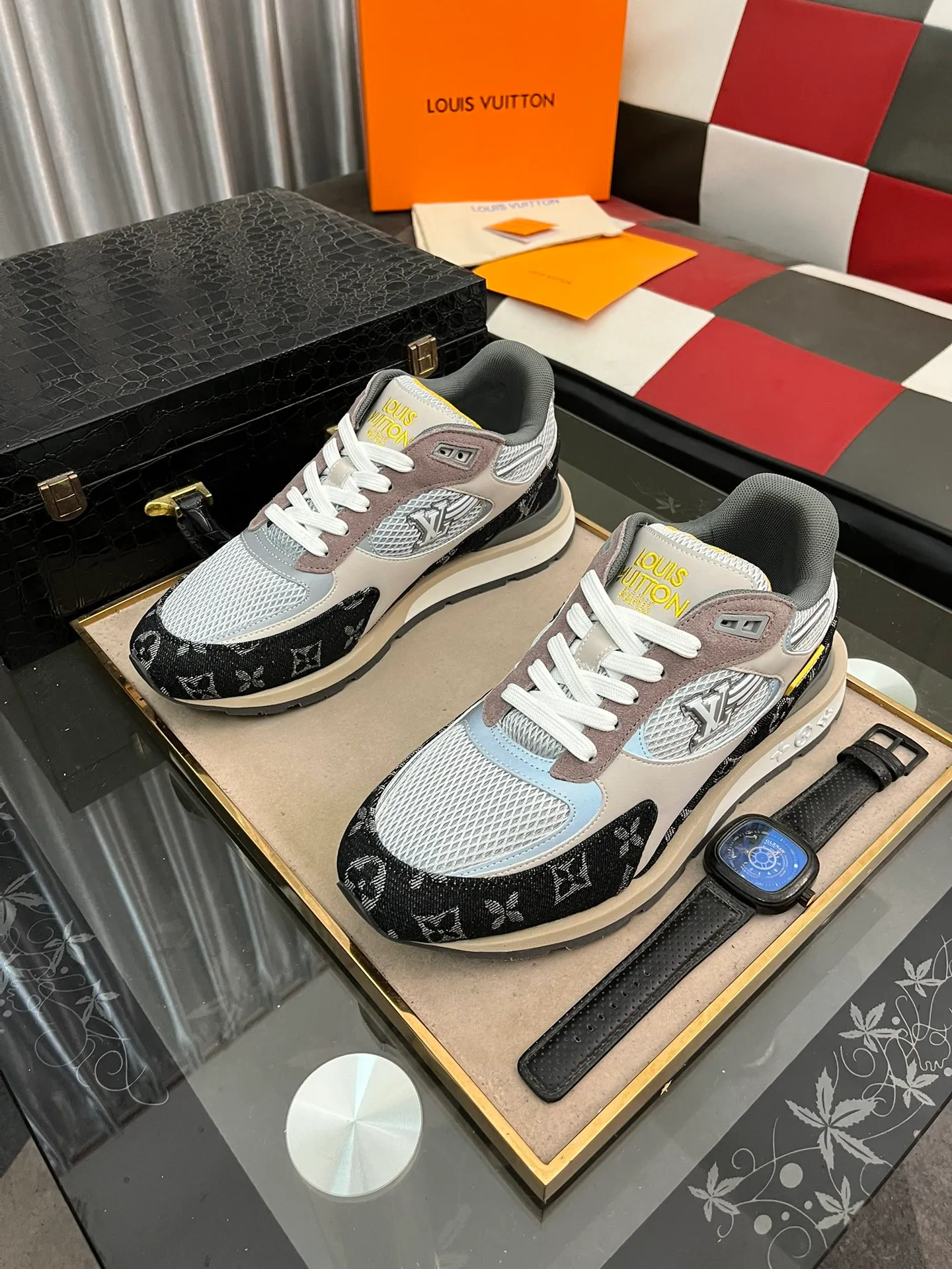 Men's Men's Shoes 💰660⌚️⌚️【LOUIS VUITTON) New 🍀LV Louis Vuitton*——LV classic dad shoes trendy shoes! Made of imported original soft calf leather, imported fly woven lining. Original wear-resistant rubber outsole! High quality products! Code number: 38-44